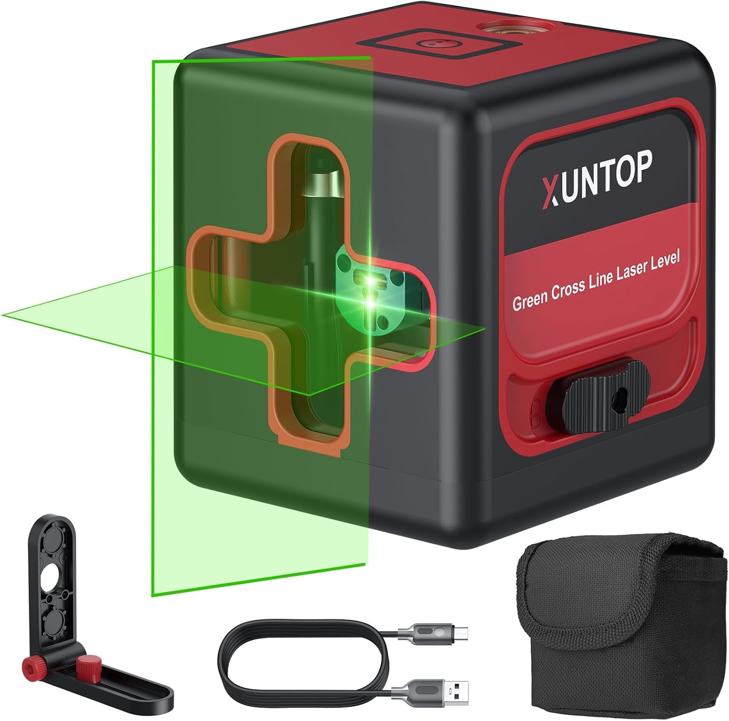 XUNTOP Nivel Laser Autonivelante 30m Nivel Láser Verde con Modo Autonivelante y Manual Nivelación Láser Recargable IP54 con Base Magnética para Obras de Construcción, Decoración del Hogar, DIY Global Recycled Standard Global Recycled Standard Global Recycled Standard