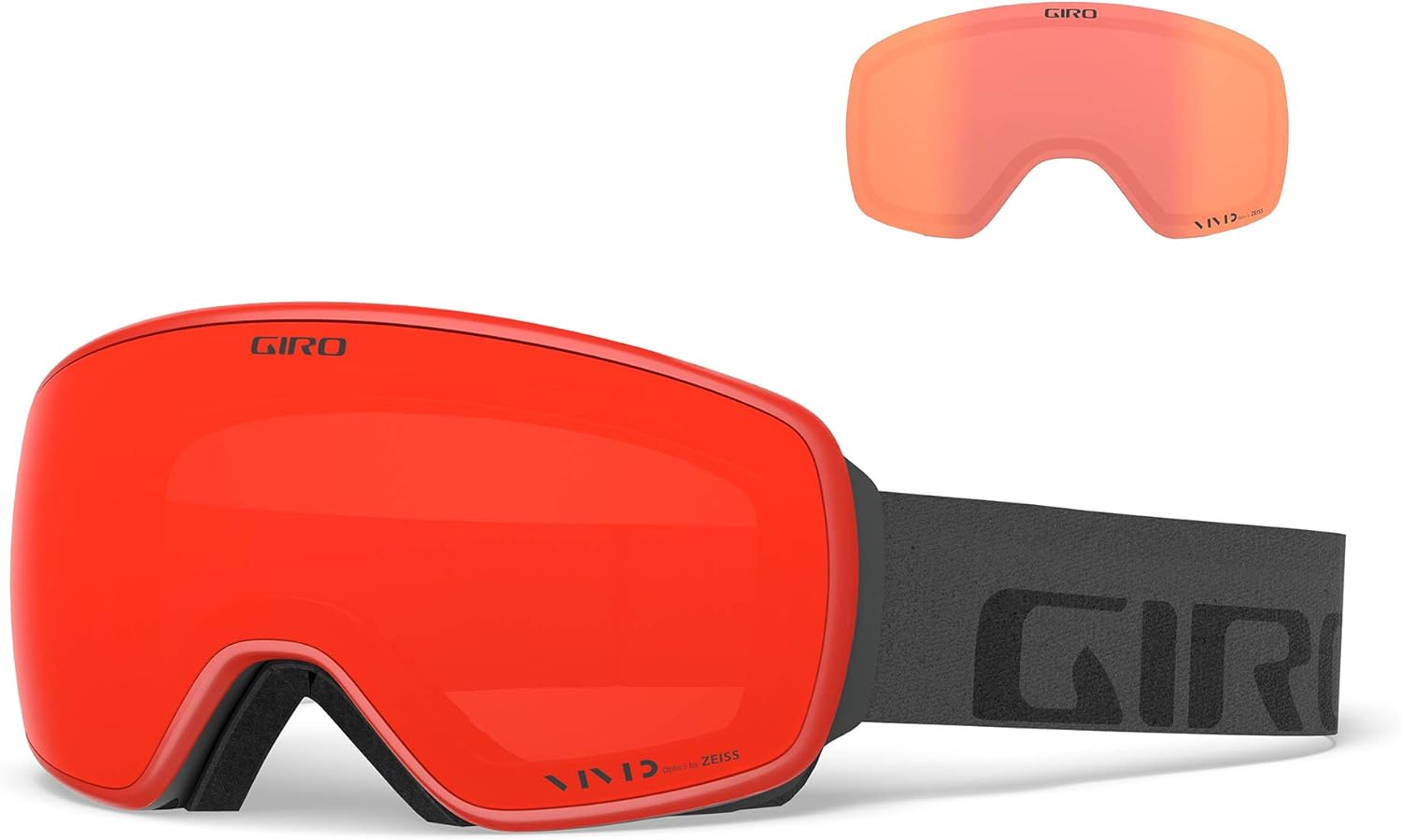 Giro Agent Adult Snow Goggles Quick Change with 2 Lenses Grey Wordmark Vivid Ember/Vivid Infrared