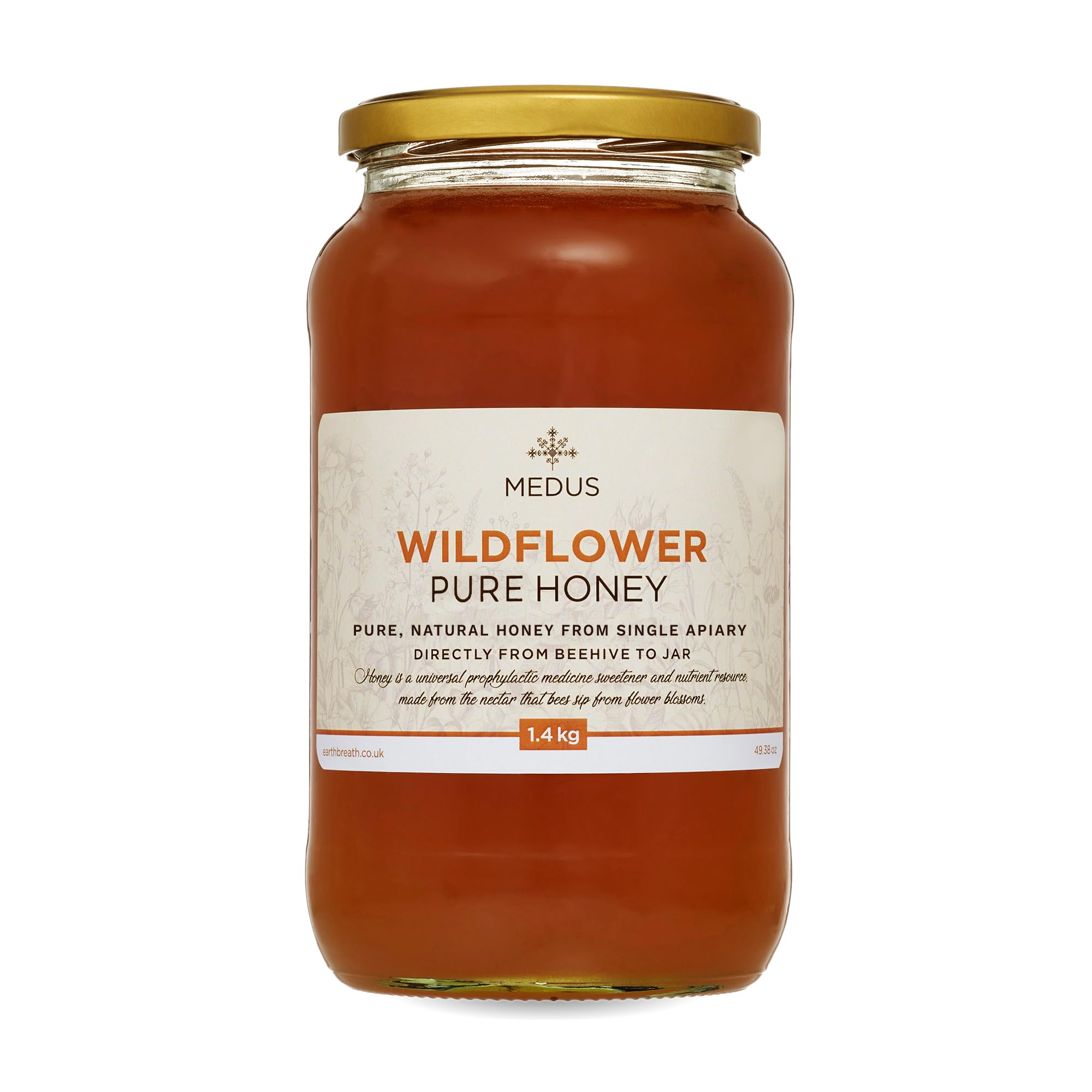 Earthbreath Wildflower Honey Runny – 1.4 kg – Pure Honey from Single Apiary – Natural Sweetener for Cooking, Tea, Coffee, Juice, Drinks, Food