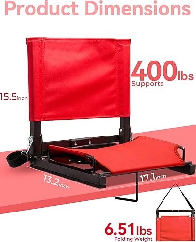 Miniatura 2 de Ohuhu Stadium Seats for Bleachers with Back Support Bleacher Stadium Seats Chairs with Backs Portable Bleachers Seat with Shoulder Straps and Hook