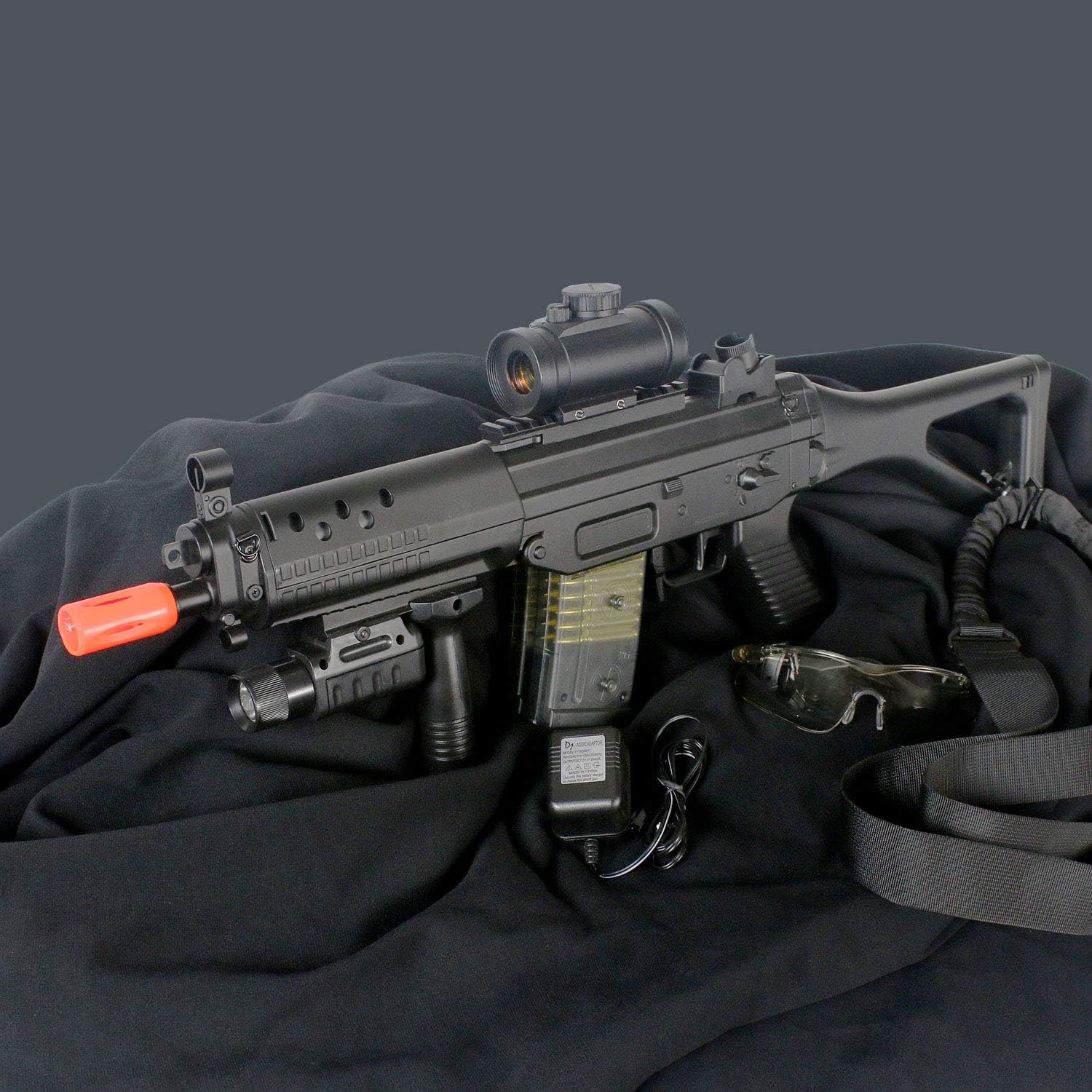 BBTac Double Eagle Airsoft Gun AEG Electric Rifle Full Auto Great Starter with Premium Airsoft Carrying Sling