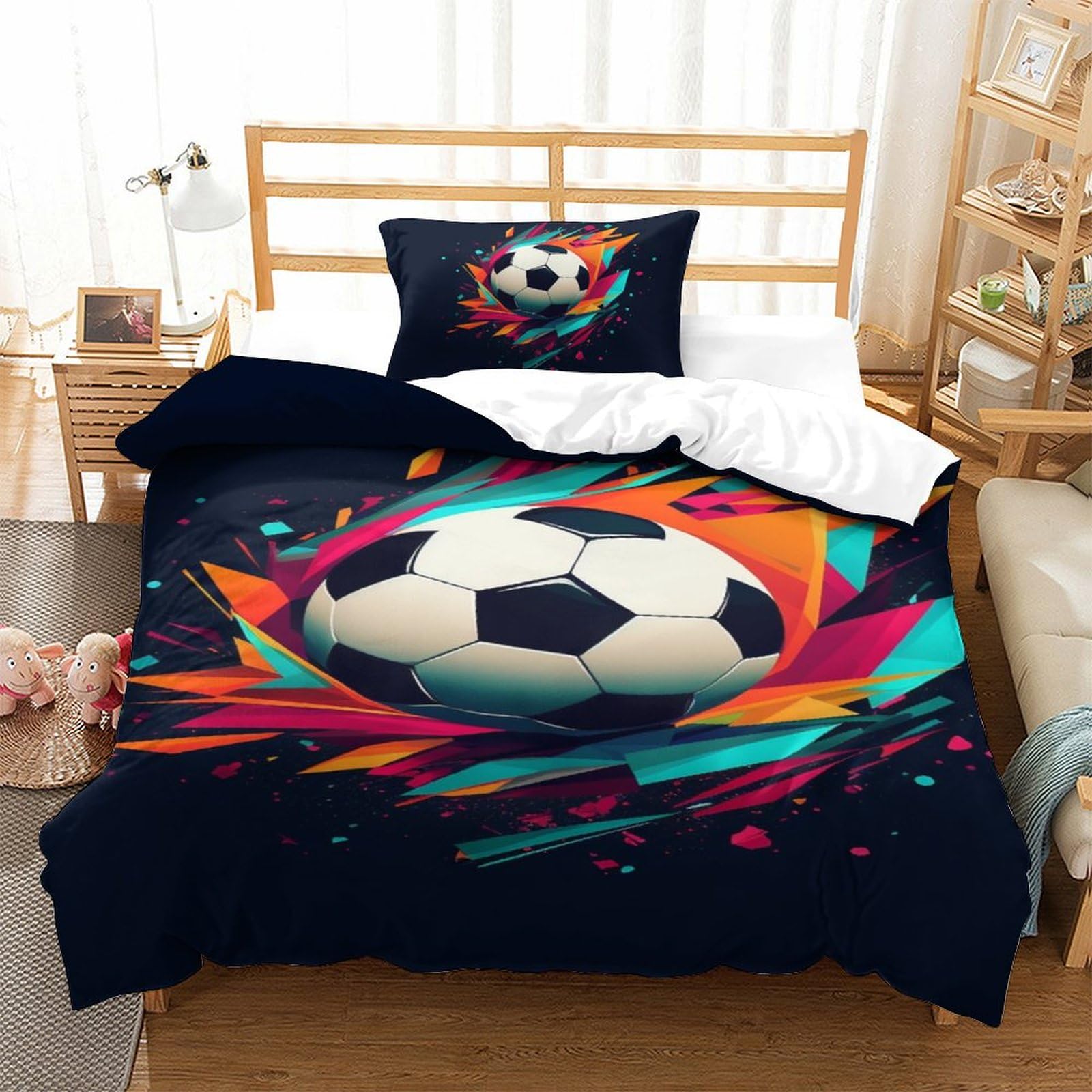 Housse de couette de football 3D en microfibre douce pour la chambre de vos enfants et ados