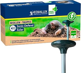Edialux Répulseur Solaire pour Taupes avec Sons et Vibrations système répulsif ultrasonique écologique pour Jardin Protection Jusqu’à 350 m² résistant aux intempéries