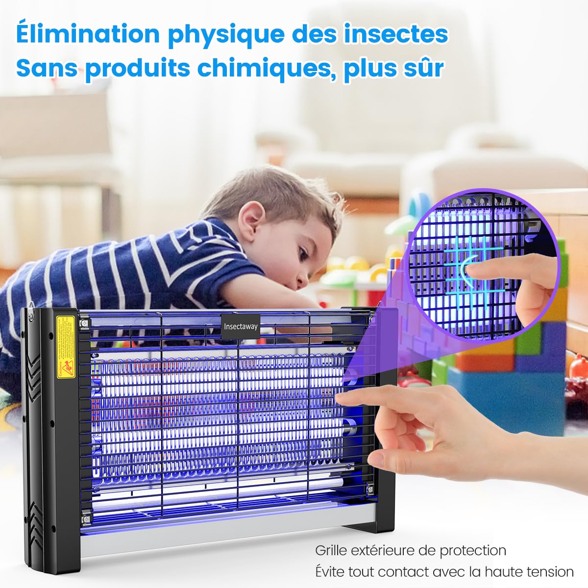 Tue Mouche Electrique Format XXL 2PCS, 2400V Lampe Anti-Moustique, Interieur 20W 2 lumière UV, Pièges à Mouche Tueur Lampe, Destructeur d' Insectes, Maison, Cuisine, Bureau, 4 Ampoules de Rechange