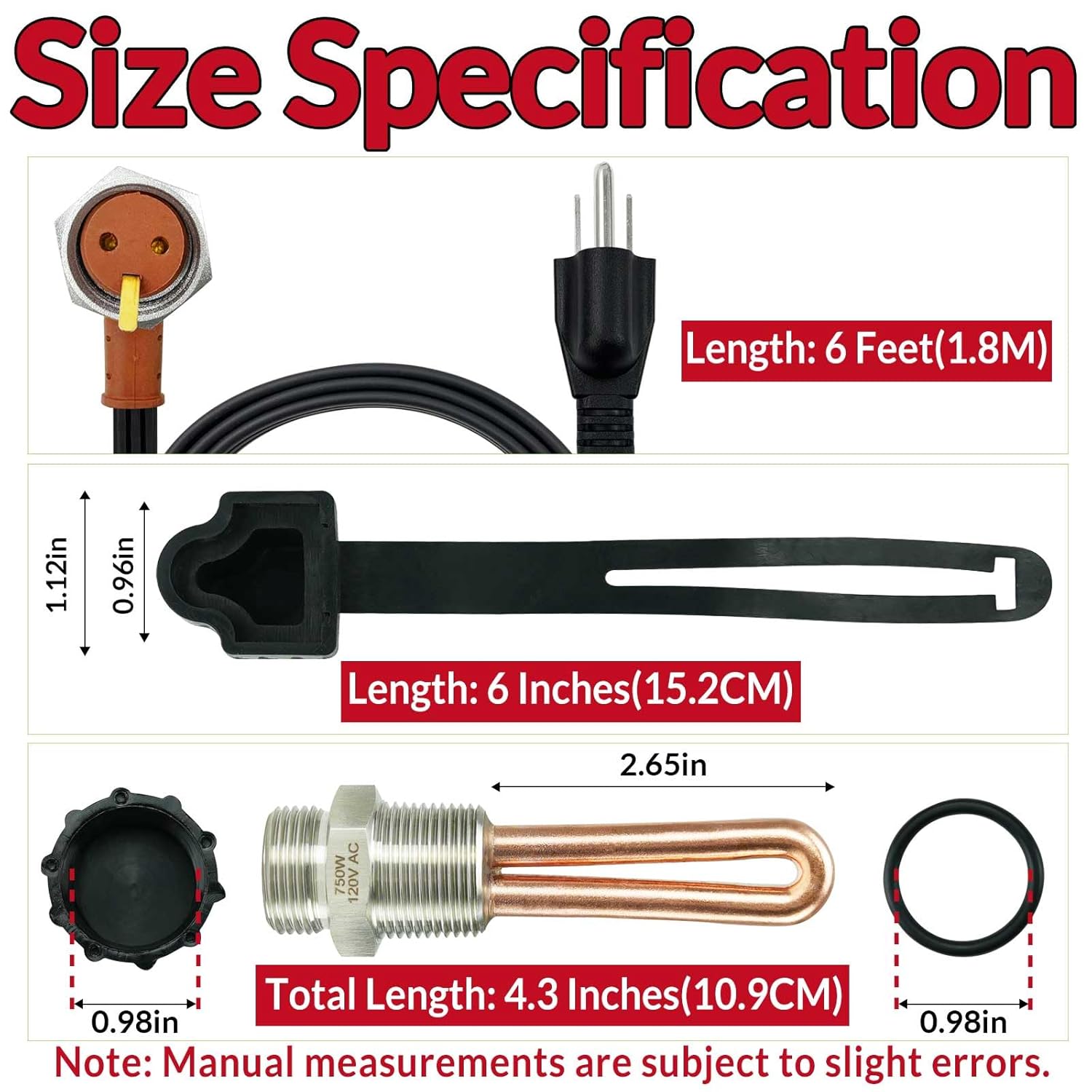 5003619AB Engine Block Immersion Heater for 2011-2018 2500 3500 R-am 6.7L L6 Die-sel 2001-2010 Do-dge 5.9L 6.7L L6 Die-sel 120 Volts 750 Watts with Cordset Cord and Plug Protector