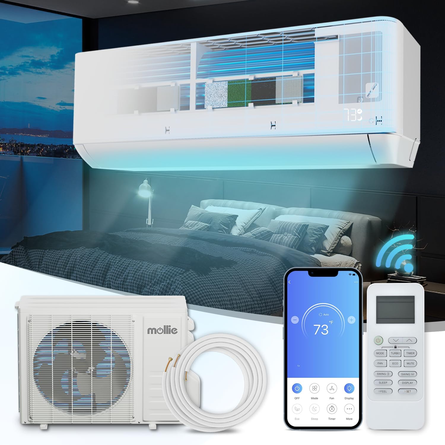 Amazon.com: mollie 9000 BTU Mini Split Air Conditioner w/4-in-1 Filters ...