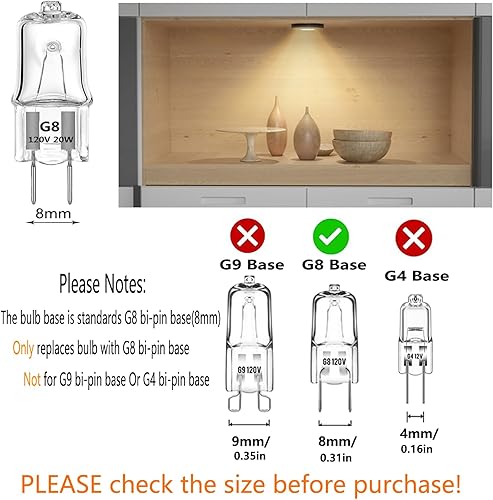 Miniatura 5 de Appliance - Bombillas G8 para horno microondas GE, luz nocturna, bombillas de estufa, bombillas de xenón de 20 W, 120 V, reemplazos de iluminación