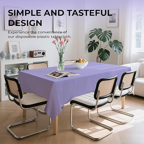 Miniatura 3 de Paquete de 6 manteles de plástico desechables de alta calidad de 54 x 108 pulgadas, manteles desechables para mesas de 6 a 8 pies, fiestas