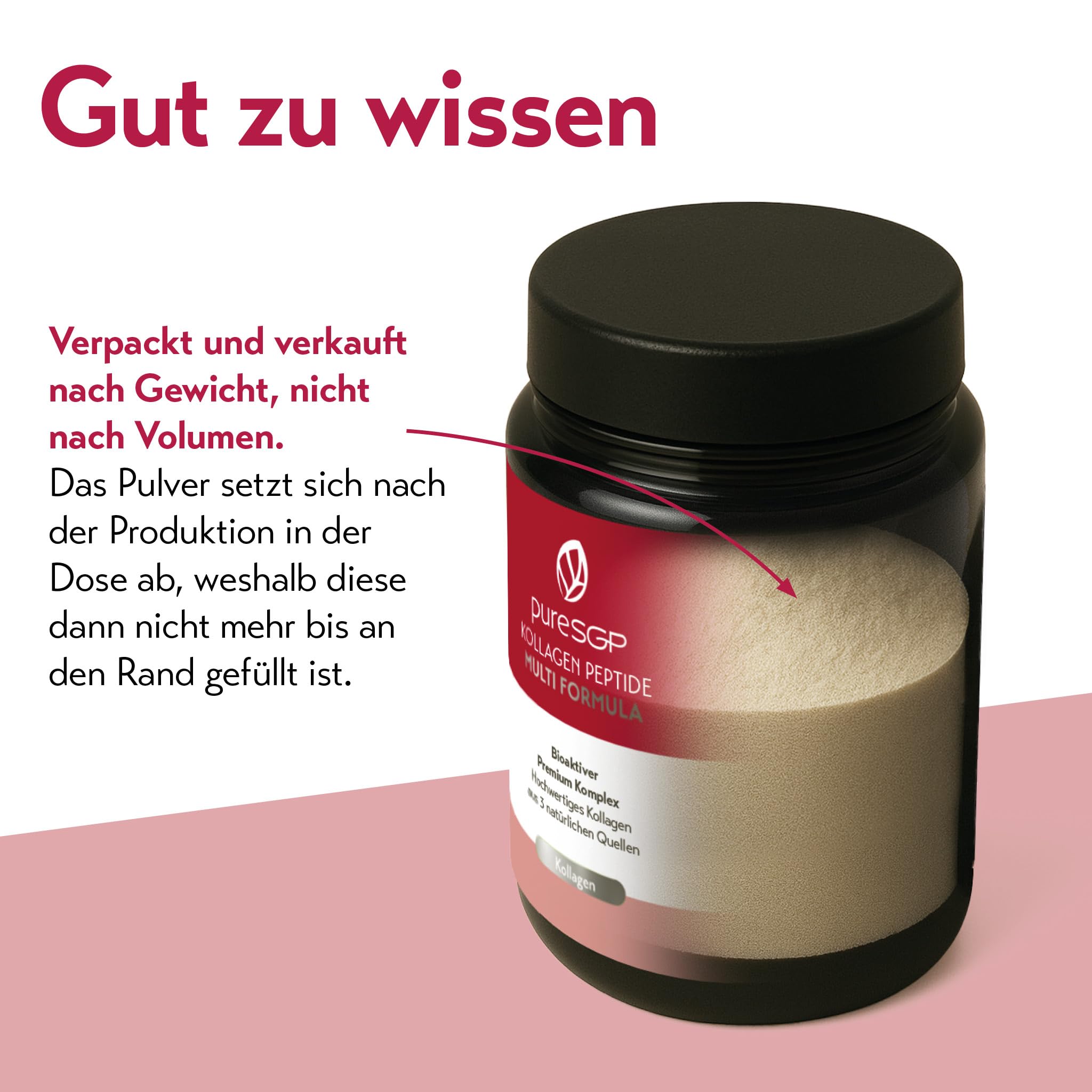 pureSGP® Multi Formula Kollagen Peptide: Reinstes Kollagen in Apothekenqualität - Spezialformel aus Rind, Fisch & Eierschale für ganzheitliche Unterstützung. Kollagentyp I, III, V & X - Mit Vitamin C