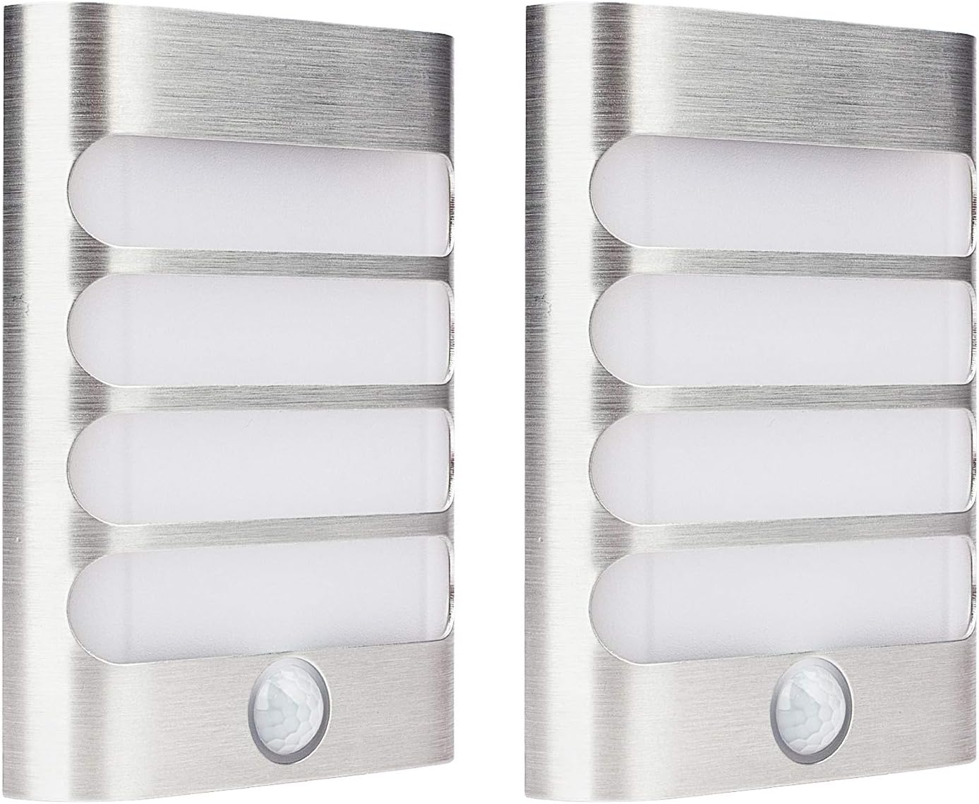 2-Pack Leadleds Luxury Aluminum Stick Anywhere Bright Motion Sensor LED Wall Sconce Night Light Battery Operated, Auto On/Off for Hallway, Closet, Pathway, Staircase, Garden