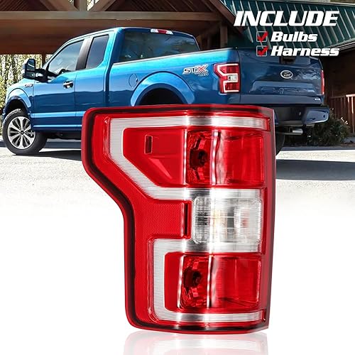 LIDNADY Conjunto de luz trasera compatible con Ford F-150 2018 2019 2020 tipo halógeno, repuesto estilo OE F150 para JL3Z-13405-H, con bombilla y