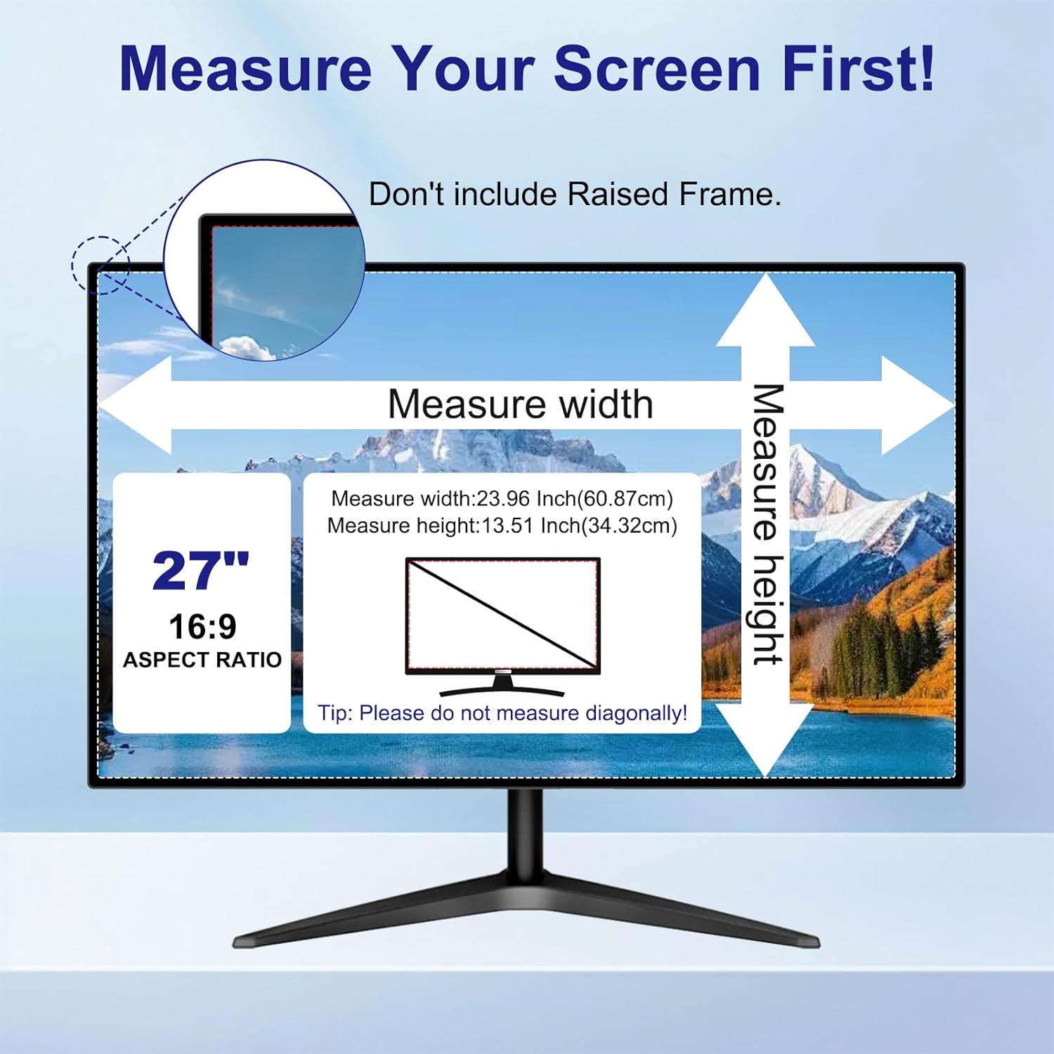 27 Inch Computer Privacy Screen Filter, Removable Universal Computer Monitor Privacy Filters 16:9 Aspect Ratio, Anti-Spy Anti-Scratch Anti-Glare Protector for Widescreen Monitors For Laptop 27 Inch 16:9-2Pack