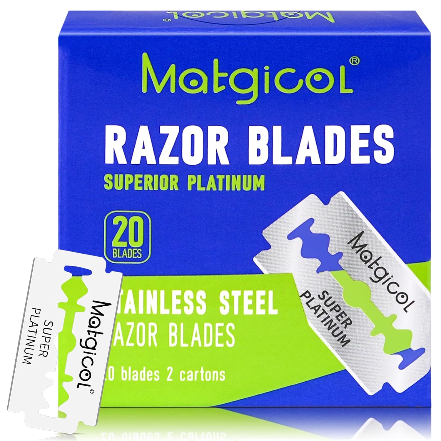 Double Edge Razor Blades for Men - 20 Count Mens Safety Razor Blades for Shaving Premium Platinum Japanese