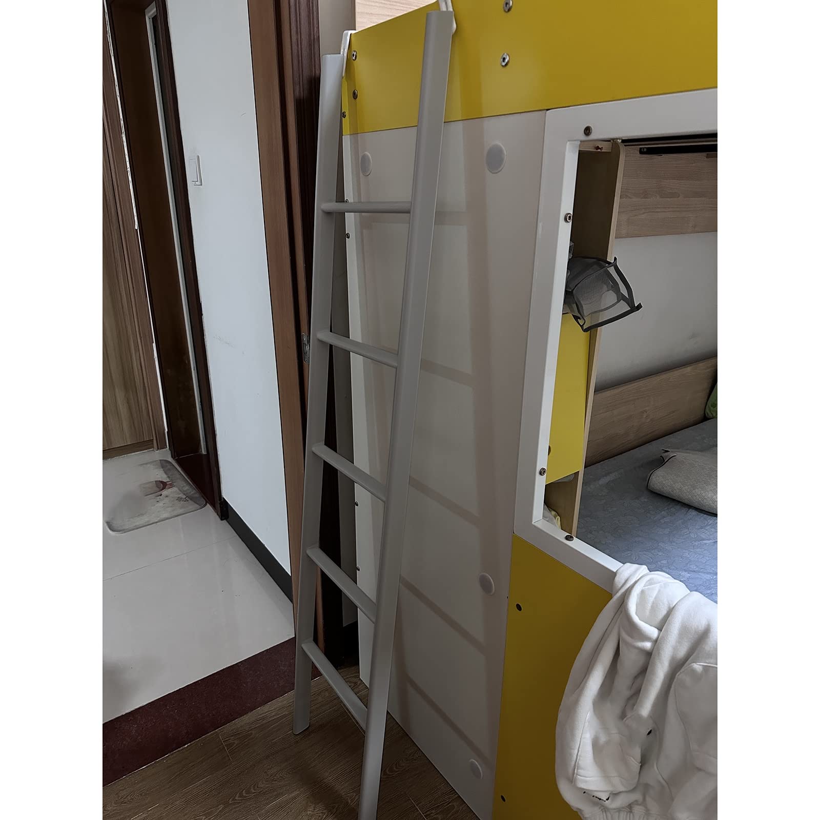 Bambini Adulti Anziani Scala per Letto a Castello Superiore Grigia, Scala per Letto a Soppalco per Roulotte con Gancio/A Pavimento, Scala per Letto Sollevata per Camera da Letto, Ferro (Size