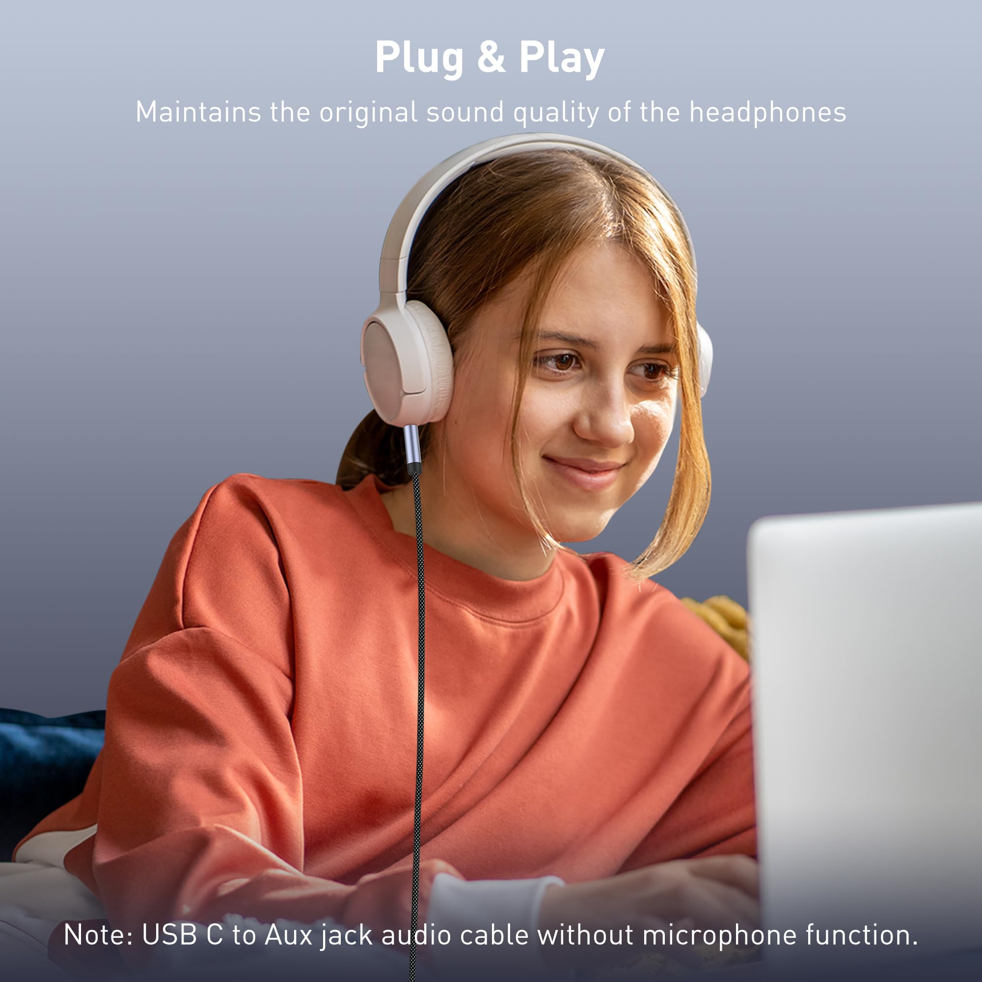 YISH Kabel USB C do 3.5mm Audio Jack 1M：Typ C do 3.5mm Nylon, USBC do Aux Headphone Stereo Cord Car Kompatybilny z iPhone 16 Pro Max/15 Pro Max Plus Samsung Galaxy S24/S23 Ultra Pixel iPad Pro