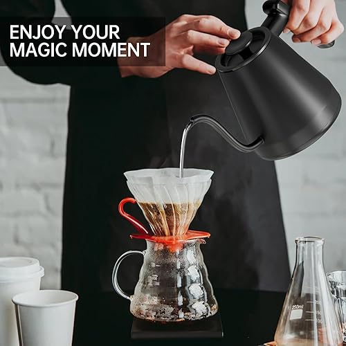 Miniatura 6 de Tisanio Hervidor eléctrico de cuello de cisne con control de temperatura, calentamiento rápido de 1200 vatios y mantiene el calor 2 horas, vierte