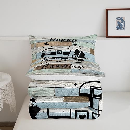Miniatura 5 de Erosebridal Juego de edredón de autocaravana para niños y niñas, juego de ropa de cama con temática de cámper, juego de ropa de cama de estilo