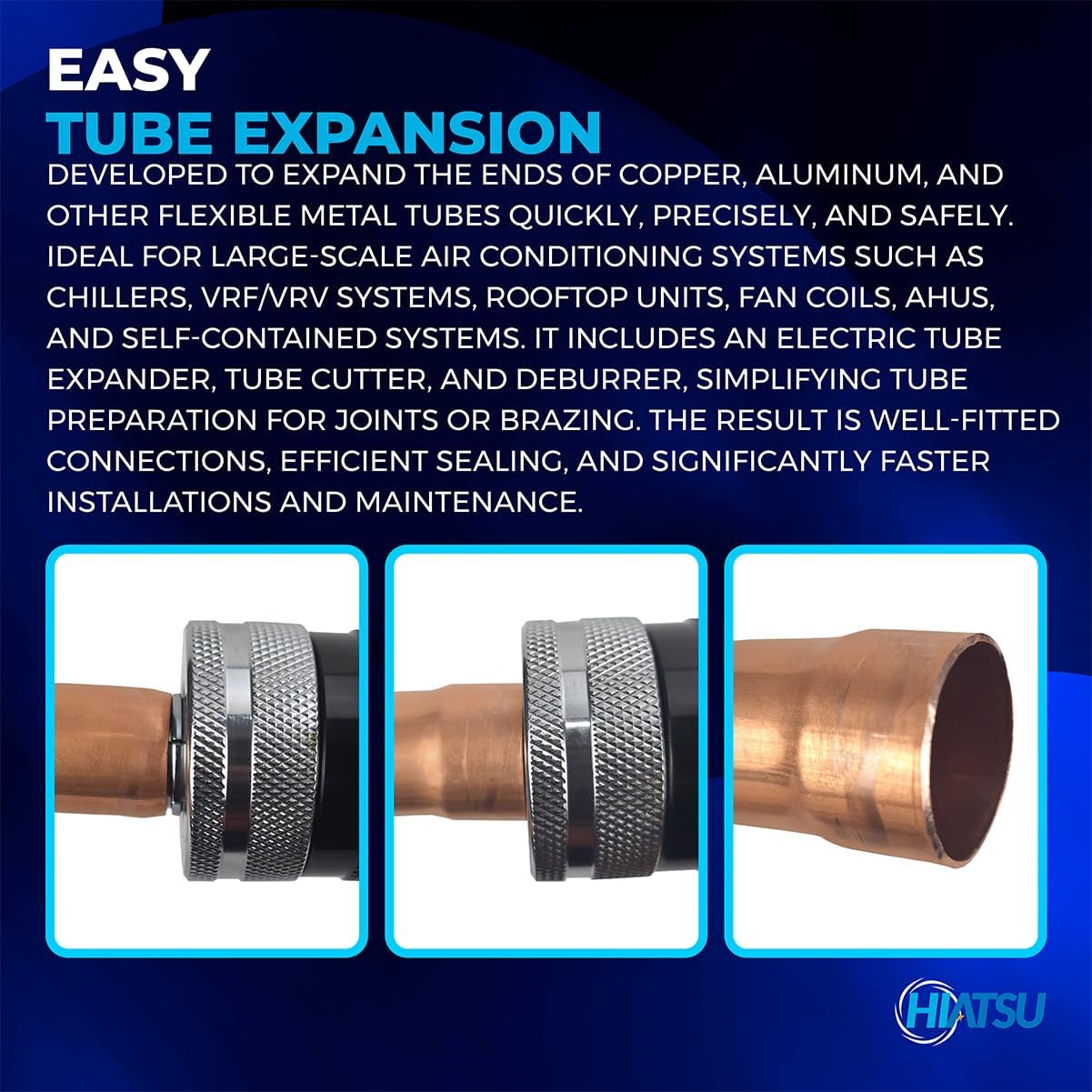 Hiatsu Cordless Tube Expander – Power Hydraulic Copper Pipe Expander Tool Kit for HVAC, Electric Swaging & Expanding Tubing up to 1-5/8", Professional HVAC Plumbing Line Set Expander