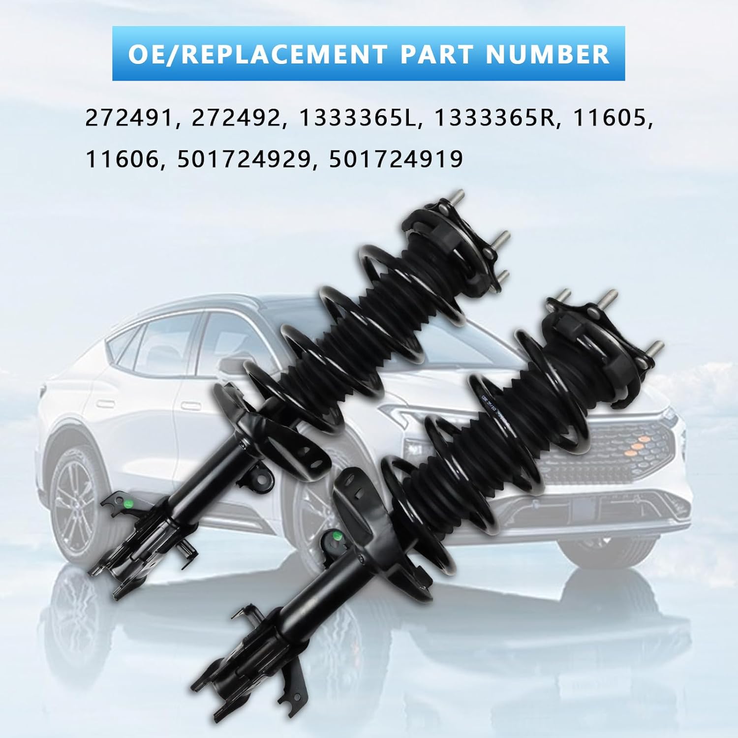 2 PCS Front Left & Right Shock/Strut & Coil Spring Assembly Fit for 2007-2014 Honda CR-V 2.4L L4, Replacement OE: 272492 272491