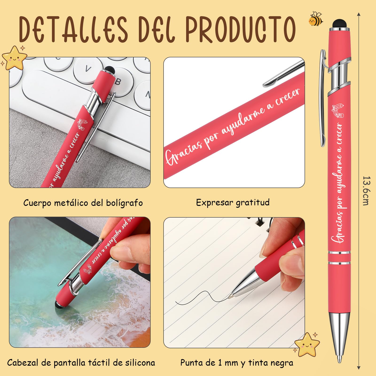 BBTO 4 Piezas Regalos para Profesores Maestra Llavero Bolígrafo Bolsa de Maquillaje Arcoíris y Cuaderno para Día del Maestro Despedida Cumpleaños Agradecimiento Graduación Fin de Semestre(Arcoíris)