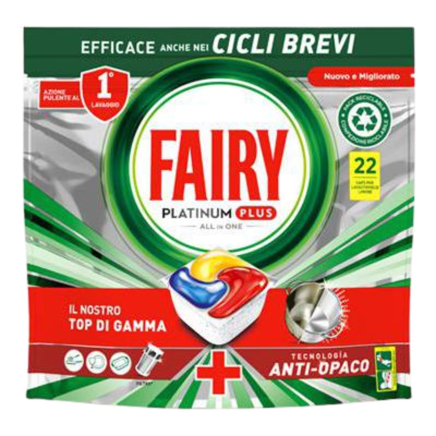 Pastiglie lavastoviglie effetto anti-opaco limone – 22 lavaggi per confezione kit con Spugna Brandizzata SPESA & RISPARMIO Inclusa – Variazioni 2/4/6 Pezzi (6)