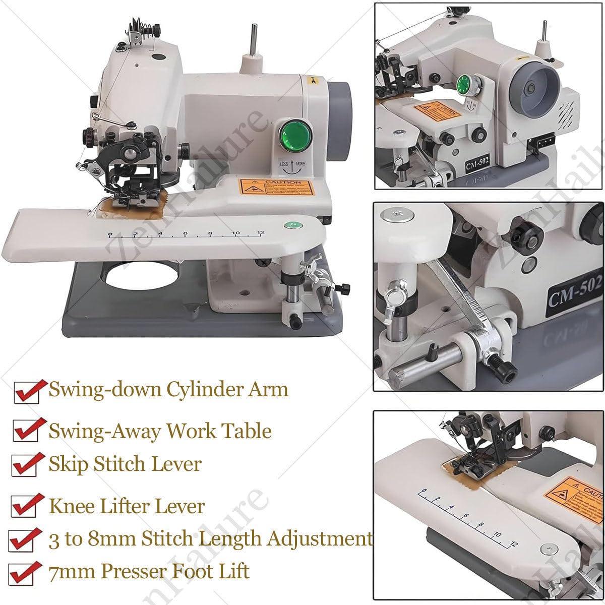 Máquina Dobladillos Puntada Invisible con 10 Agujas para Arreglos Profesionales - Máquina Coser Y Bordar Portátil para Dobladillos Pantalones con Pedal,Velocidad Máxima: 1200 RPM