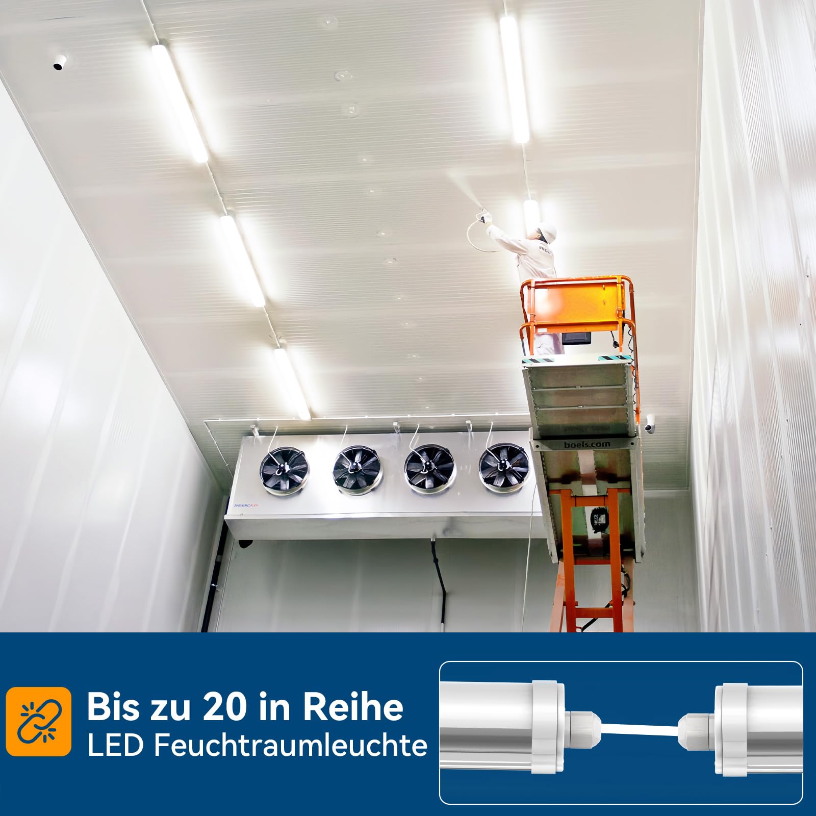 JESLED LED Feuchtraumleuchte 120cm IP65 30W 5200 Lumen Verknüpfbar Kellerleuchte 4000K
