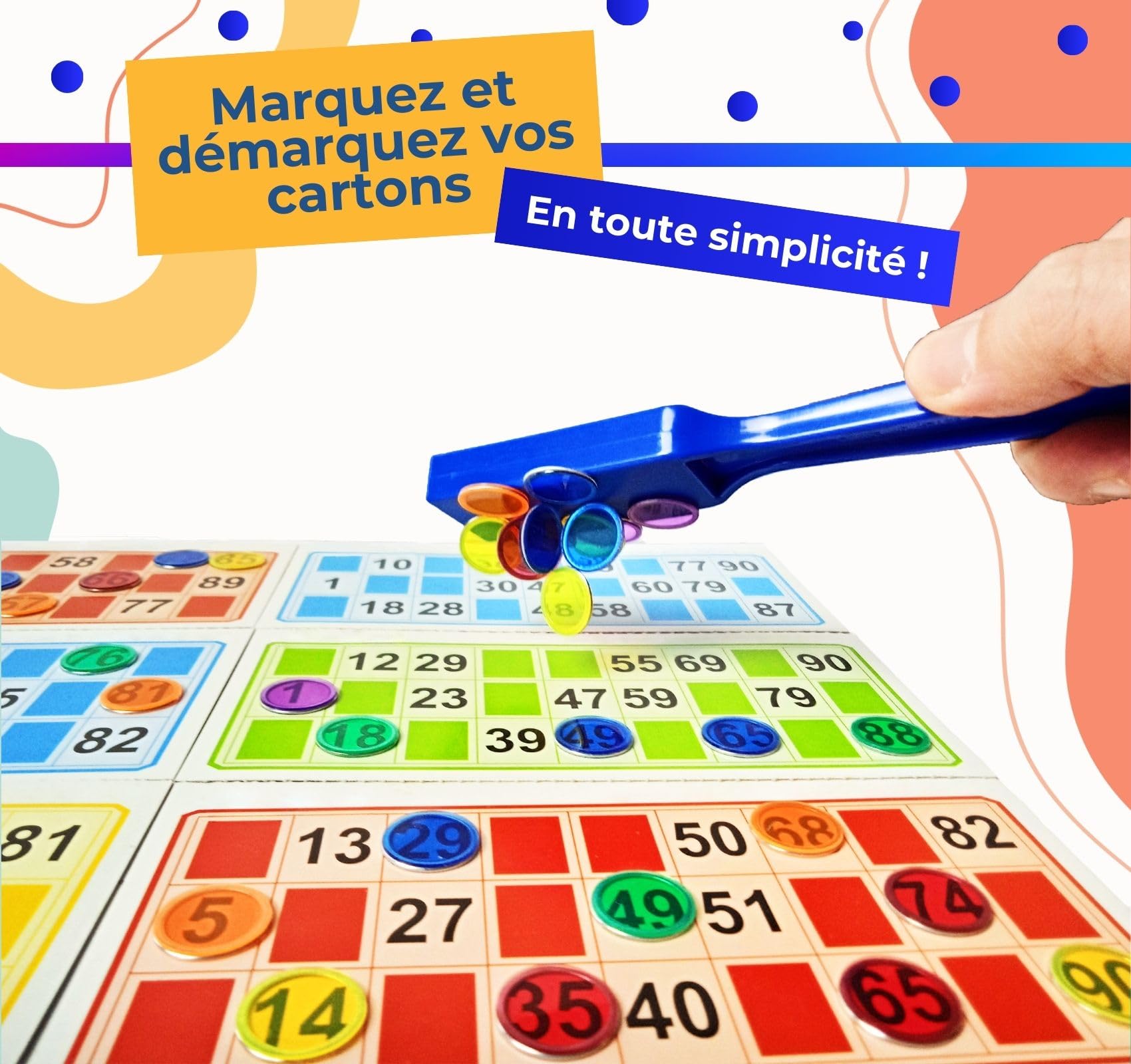 Bolibo JETON Loto magnétique - 100 Pions 17 mm - Couleur au Choix Bleu