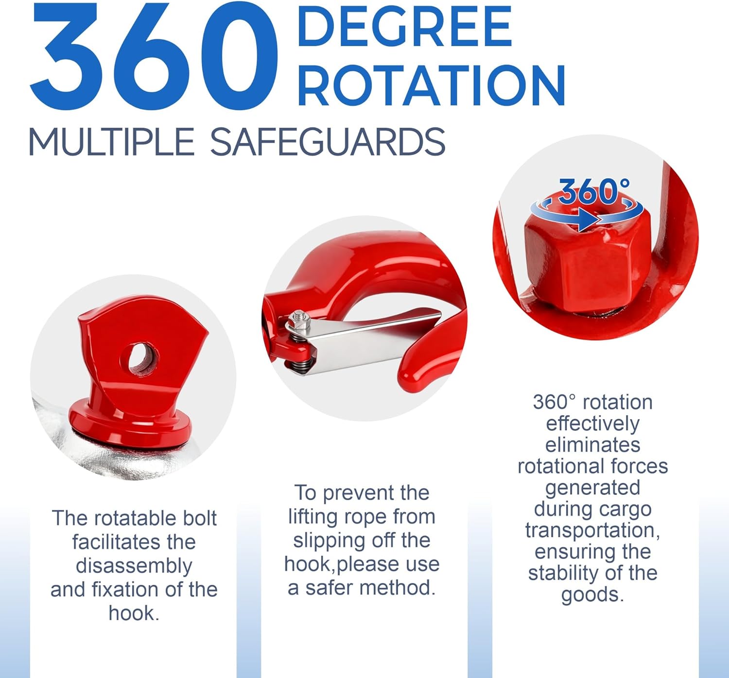 Heavy Duty Forklift Lifting Hook - 6600 LBS (3 Ton) Capacity, Single Fork Mount 360° Swivel Fork Hook, Forklift Accessories Fork Lift Attachment for Forklifts