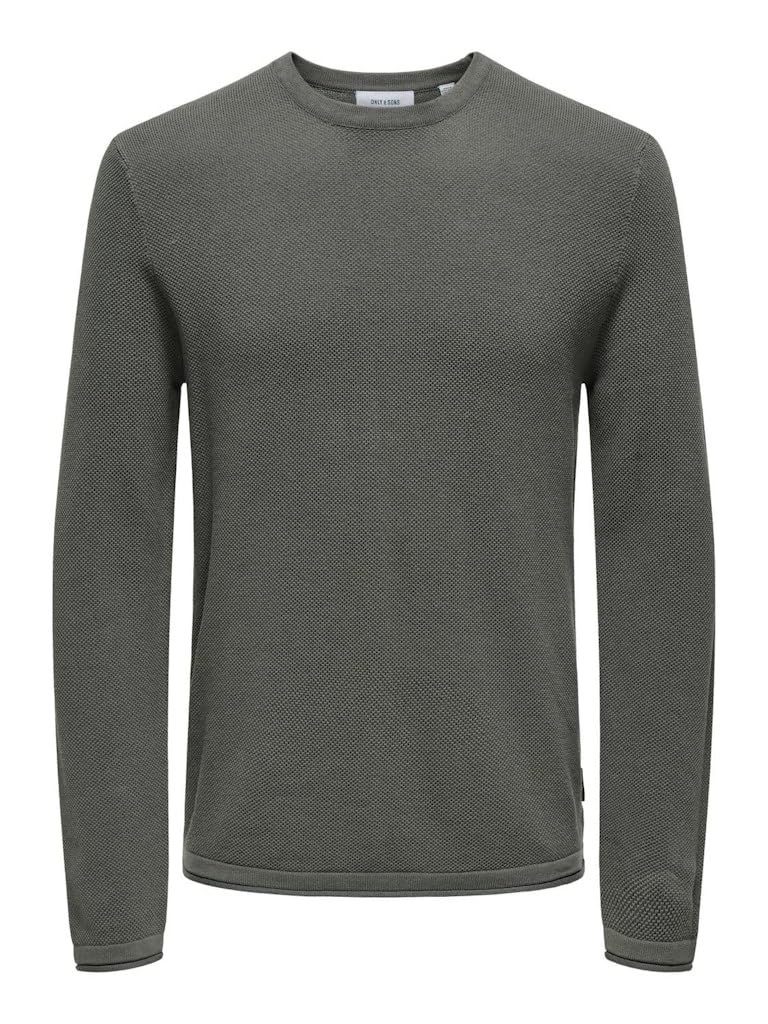 ONLY & SONS Men's Onsfelix Reg 12 Crew Knit Noos Knitted Jumper, Castor Grey/Detail: Melange, XL EU, Castor Gray/Detail:Melange, XL