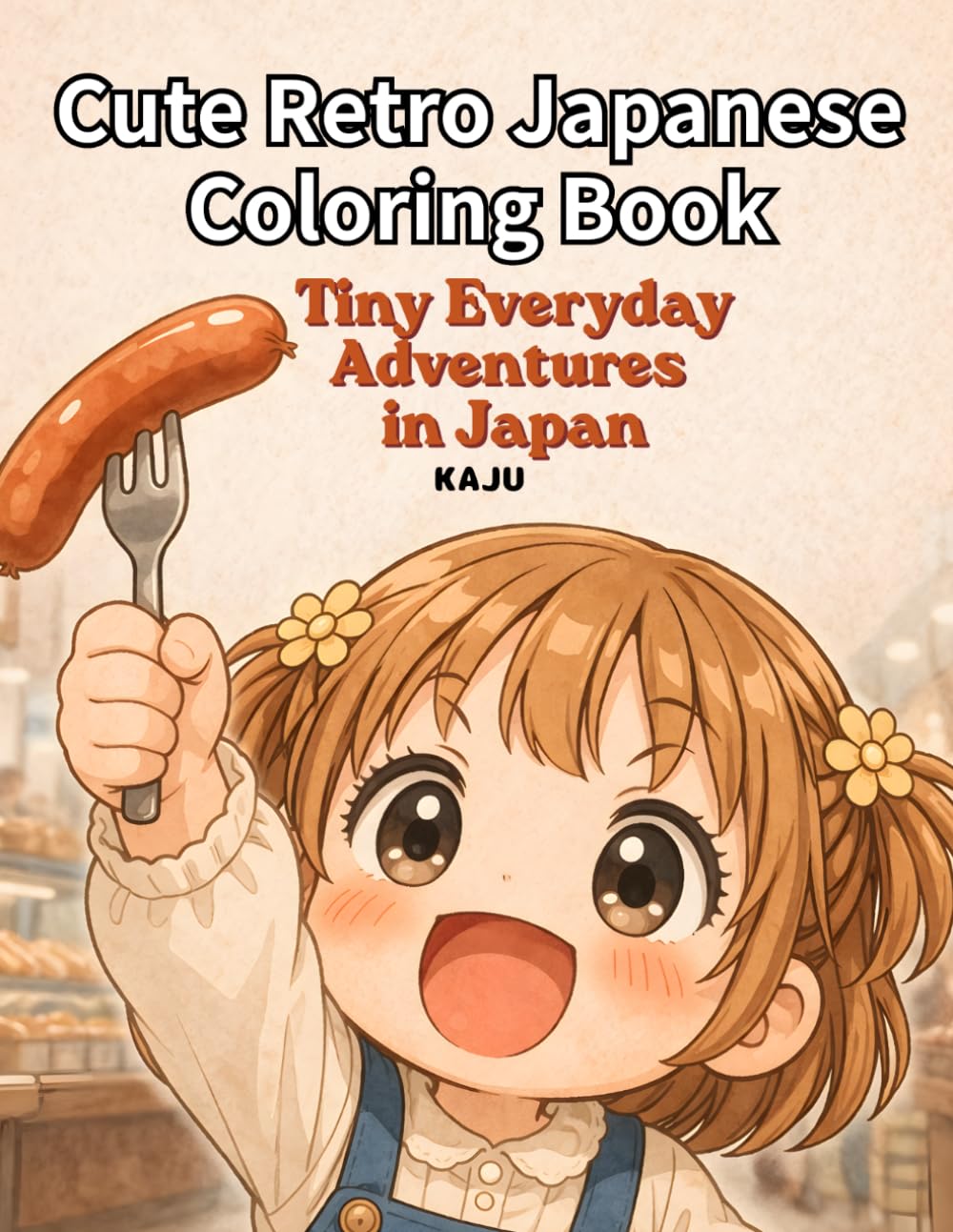 Cute Retro Japanese Coloring Book: Tiny Everyday Adventures in Japan Edition: Relaxing Chibi Designs with Bold Lines for Stress Relief and Easy Coloring