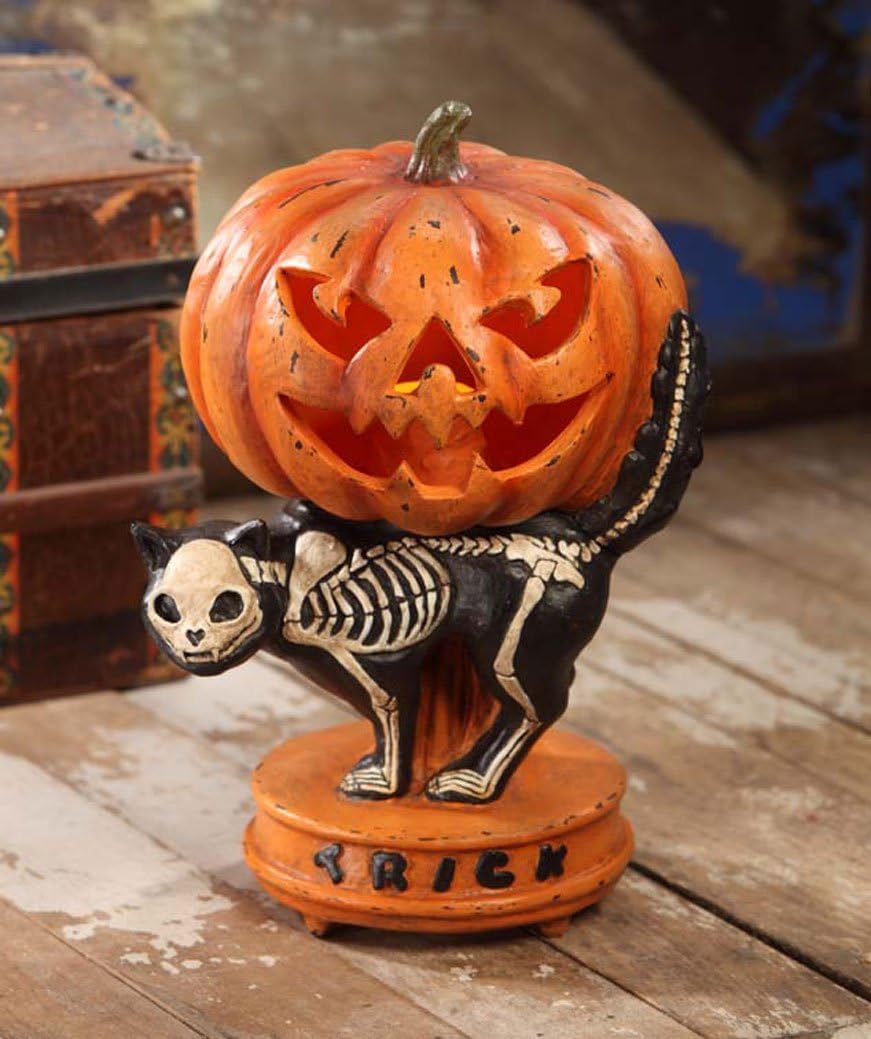 Bethany Lowe TD4026 Halloween Haunted Black Cat with Pumpkin