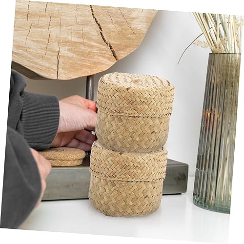 Miniatura 6 de Cesta de flores Mini cesta de mimbre con tapa, juguetes para niños, regalos vintage, cesta tejida hecha a mano, cesta de almacenamiento creativa,