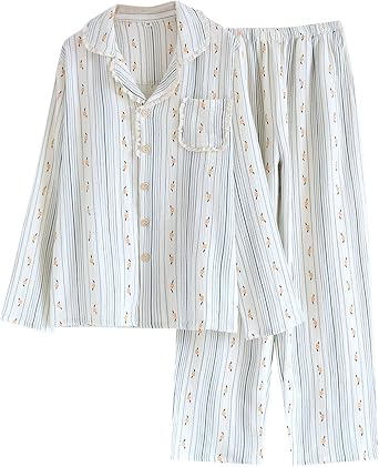 codcm Womens Cotton Floral Pajama Set Long Sleeve Tops and Pants 2 Piece Loungewear