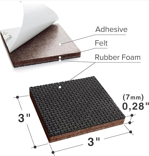 Miniatura 3 de X-Protector Almohadillas antideslizantes para muebles para suelos de madera dura, 16 unidades de 3 pulgadas, almohadillas antideslizantes para