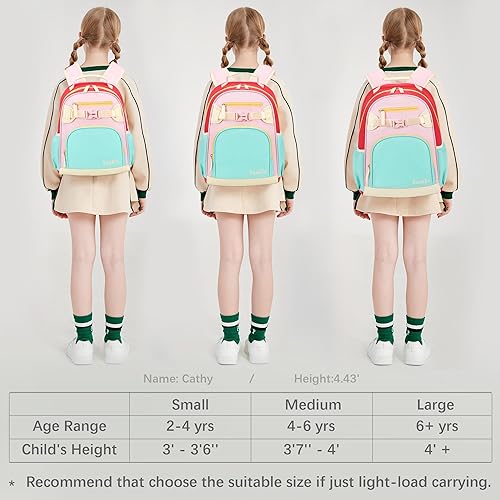 Miniatura 6 de Lindas mini mochilas para niñas de 2 a 4 años, mochila preescolar (aguamarina, rosa y rojo)