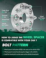 Vista 4 de SCITOO 2 espaciadores de rueda de 0.787 in, 5 x 4.5 con orificio de 2.366 in, pernos de 12 x 1.5 y 5 lengüetas, adaptadores para Toyota Camry