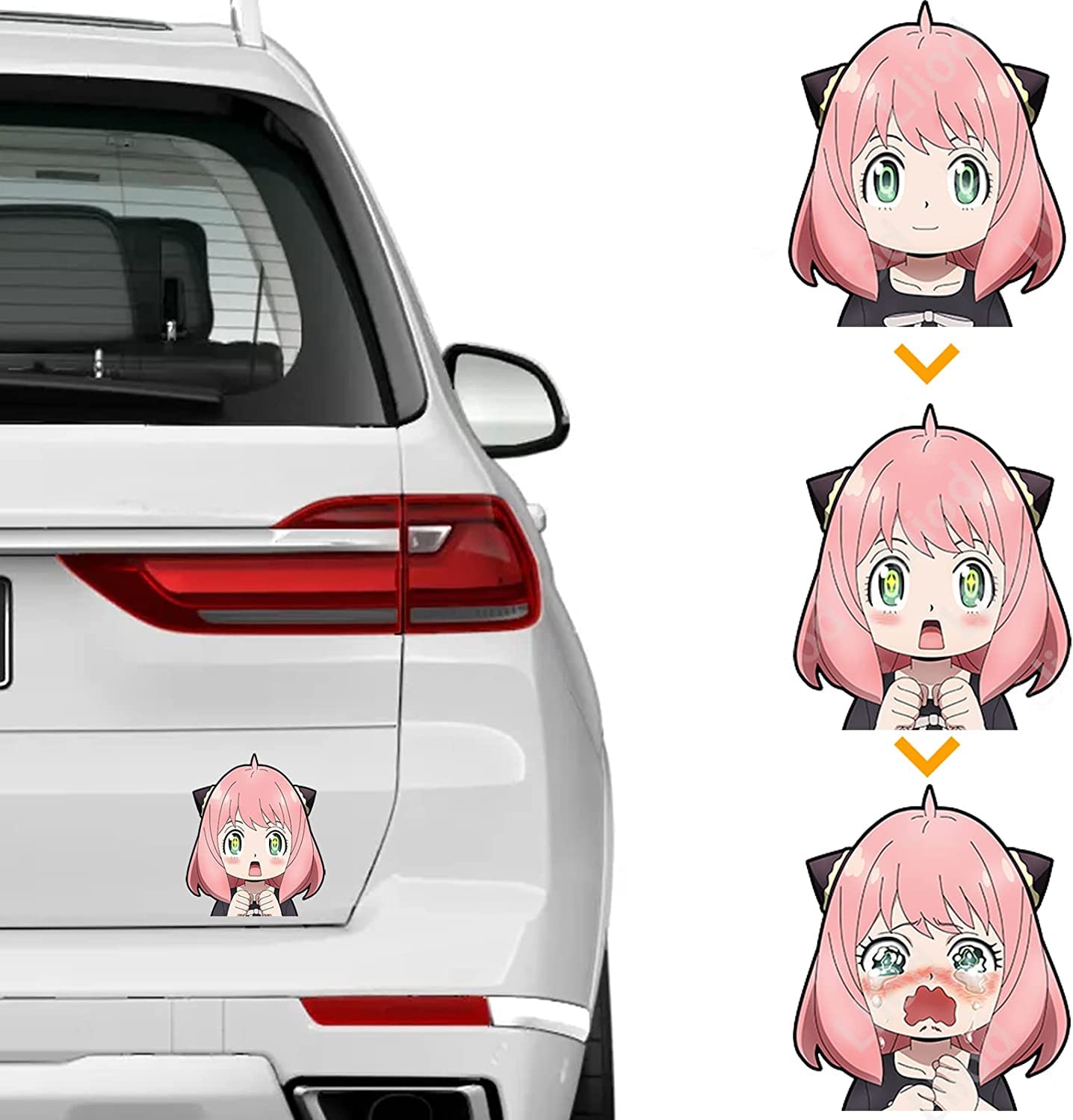 Goodern 3D Anime Anya Forger Car Stickers 3D Anime Stickers for Car Sticker Decals Bumper Window Decals for Car Trucks Motorcycle Laptop Skateboard Sticker Anya Car Decals Waterproof Vinyl Stickers