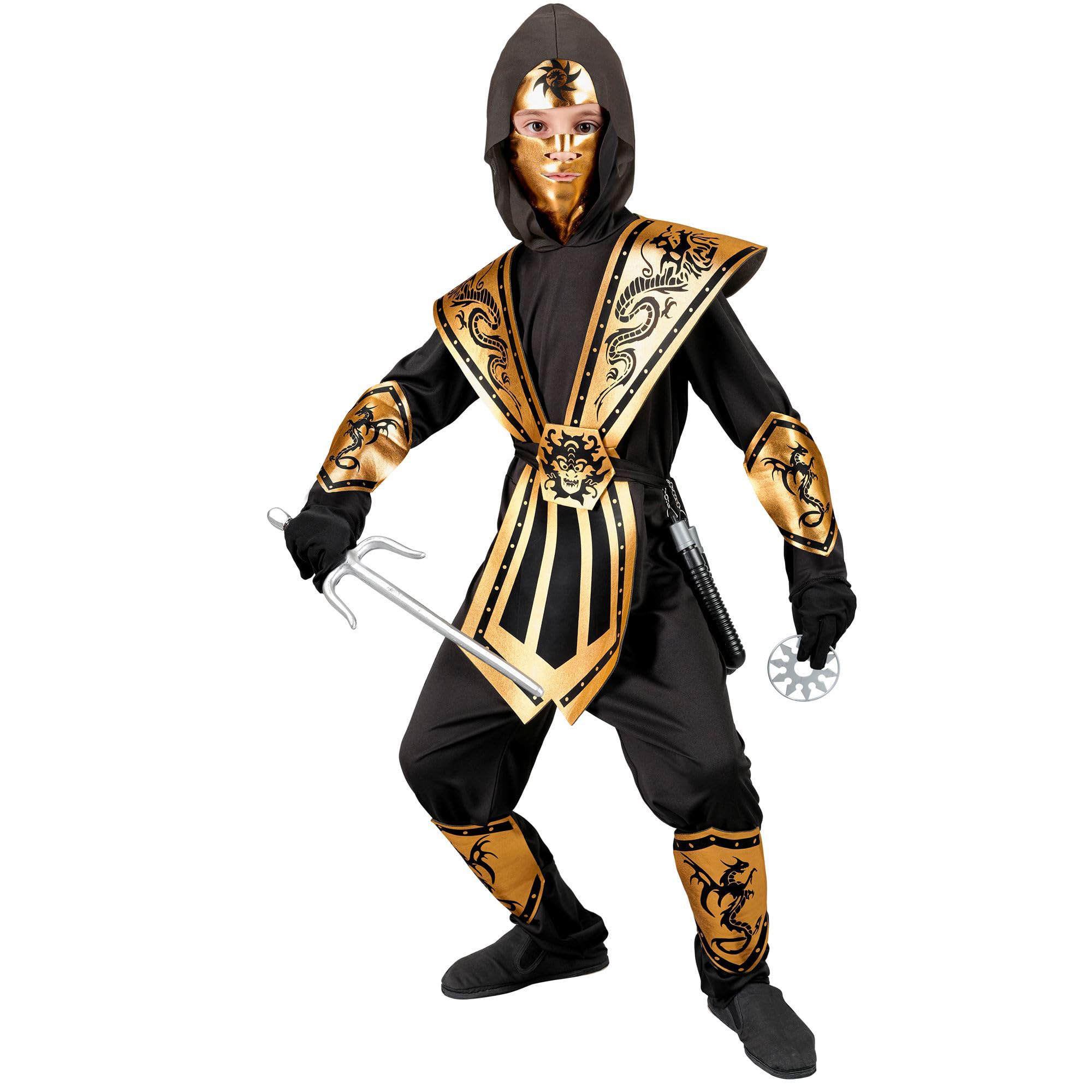 Widmann 40118 Children's Kobat Ninja Costume, Gold, 158