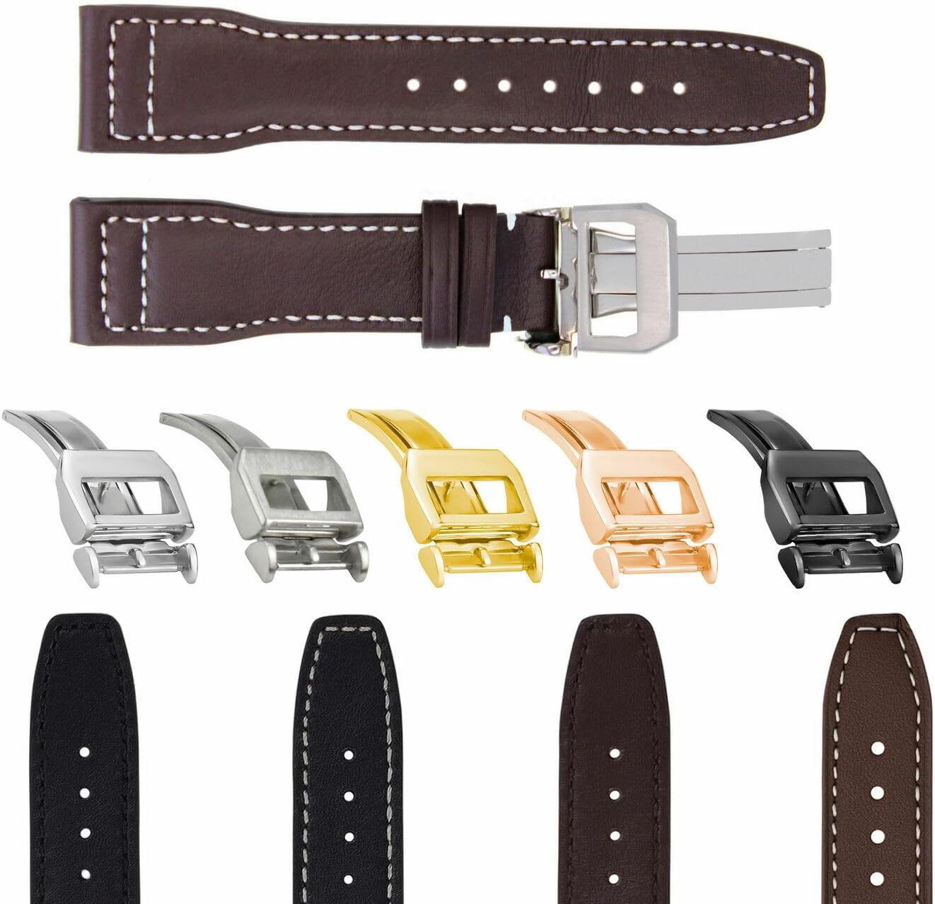 Ewatchparts 20-21-22-23mm Leather Watch Band Strap With