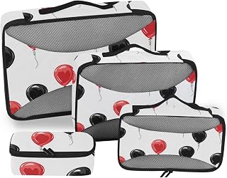 Red and Black Birthday Party Balloons Set of 4 for Travel, Mesh Travel Essentials, Portable Packing Cubes