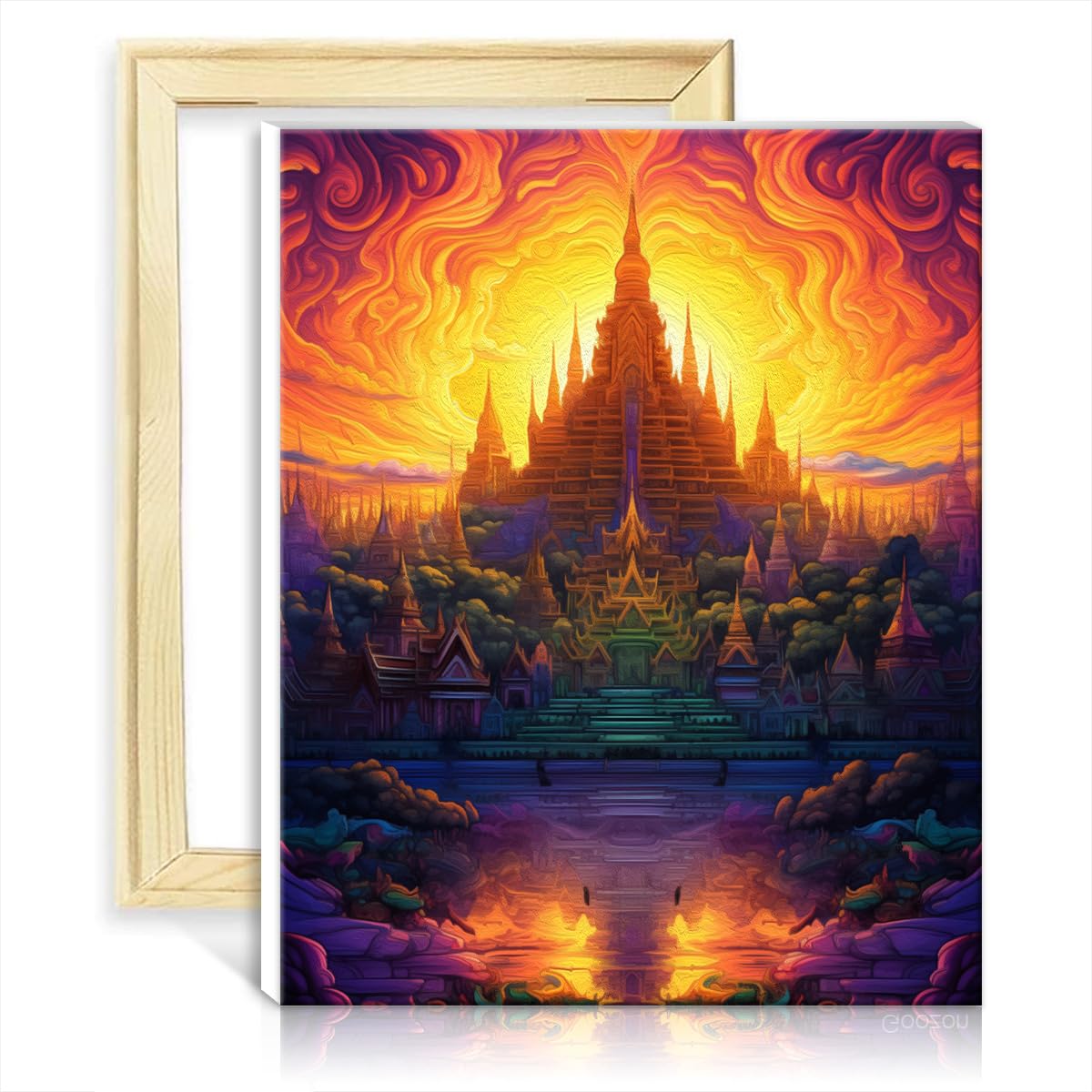 TANGFEIY Oil Painting Grand Palace Thailand Kids Adults Wall Decor - with 3 Brushes & Acrylic Paints Pictures for Home Wall Decor DIY Frame(40x50cm) โ image 1