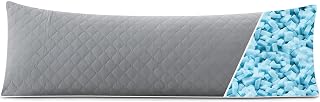 YZHOME Adjustable Shredded Memory Foam Body Pillow Insert - Firm Support for Side Sleepers, Pregnancy, Back Pain Relief, 20x54 Inch Grey