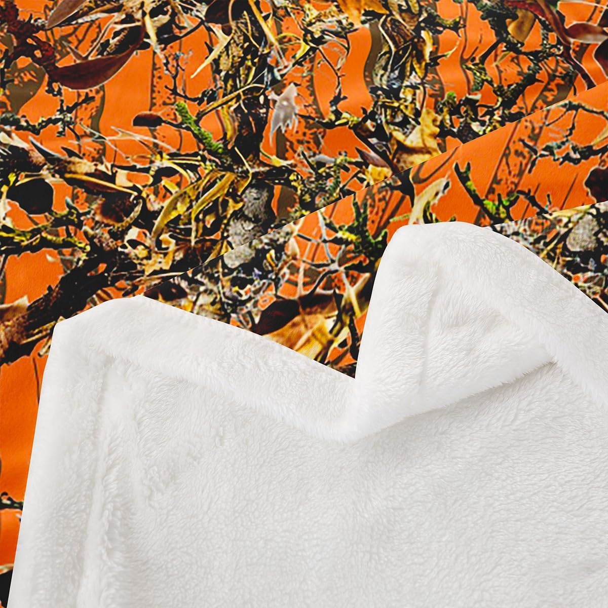 Feelyou Tree Fleece Throw Blanket Throw 50"x60" Kids Natural Tree Plush Blanket for Boys Teens Camo Sherpa Blanket Camouflage Orange Fuzzy Blanket Room Decor - Image 4