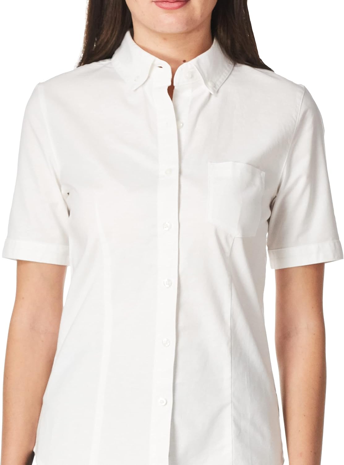 Lee Uniforms Juniors' Short Sleeve Stretch Oxford Blouse, White, 3X - Image 3