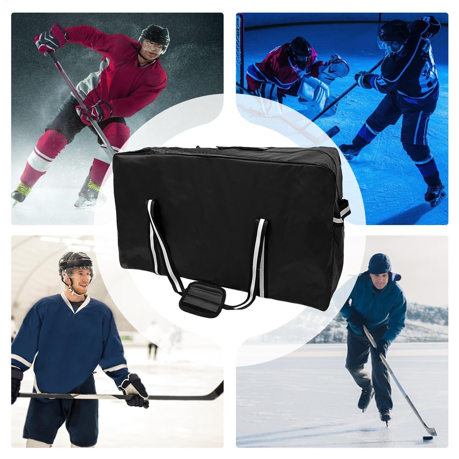 Bolsa De Hockey sobre Hielo - Bolsa De Equipo De Hockey De Gran Capacidad, Bolsa De Hockey Duradera Y Elegante | Diseño Espacioso Ajustable para Patines, Palos, Almohadillas Y Equipos, V