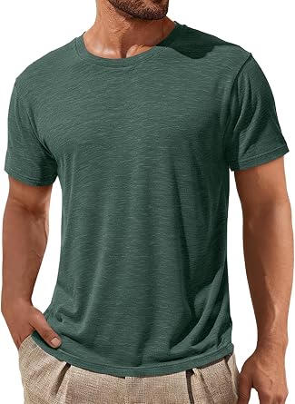 ZDC Mens Short Sleeve Shirts Summer Casual Crew Neck T Shirts Classic Basic Tee Blue