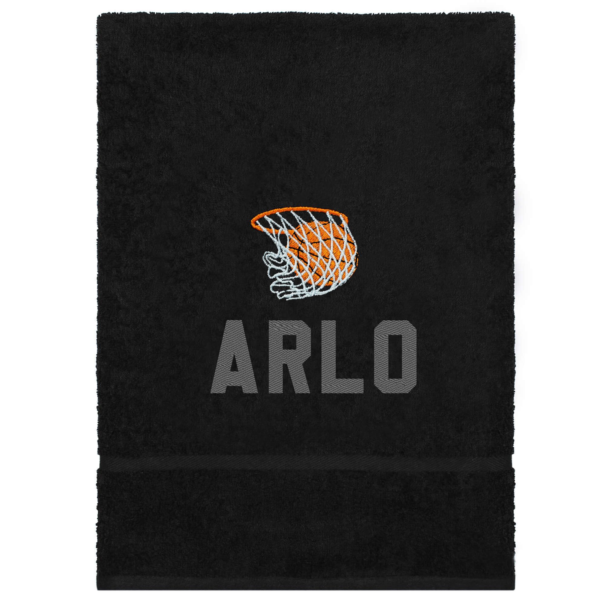 Teddyt's Black Personalised Basketball Embroidered Design Hand Towel (Black)