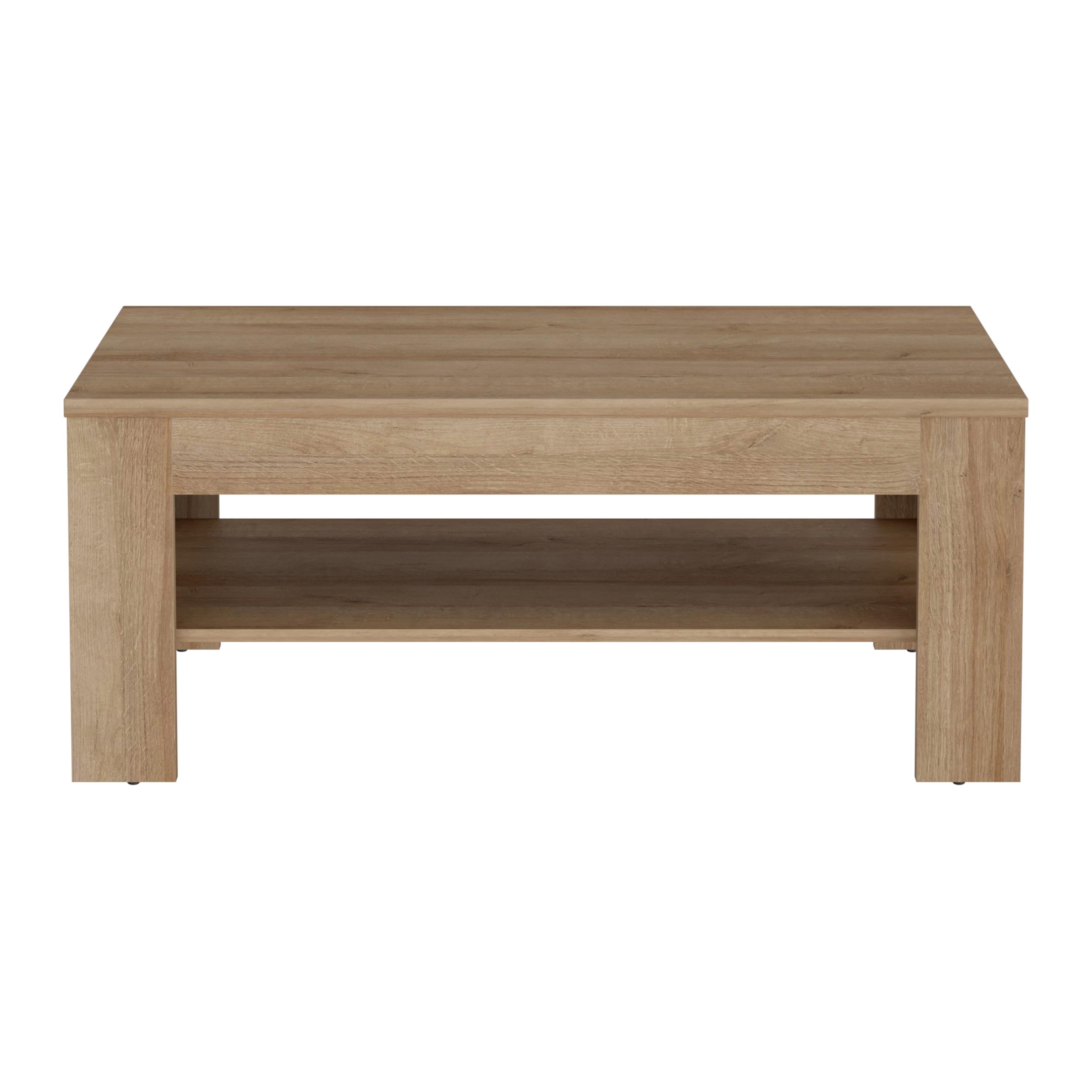 Forte Attention Couchtisch 110, Riviera Eiche Holzdekor, 110x60x45,5 cm | Moderner Sofatisch, Mit Ablagefach, Holzwerkstoff