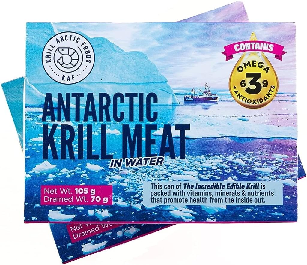 Krill Arctic Foods Antarctic Krill Meat - 2-Pack of Deluxe Krill Meat from Antarctic Waters! - Nutrient Rich, Delightful Canned Wild Meat and Seafood! 3.7 Oz.